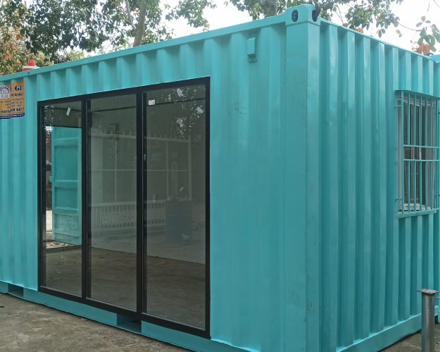 Container văn phòng xanh viền đen